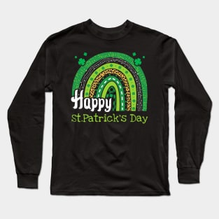 Happy St. Patrick's Day Lucky Shamrocks Rainbow Long Sleeve T-Shirt